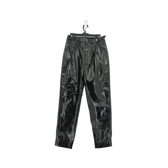 ROTATE BIRGER CHRISTENSEN Women 6 Wilde Trousers Faux Leather Black High Waist - Picture 4 of 10